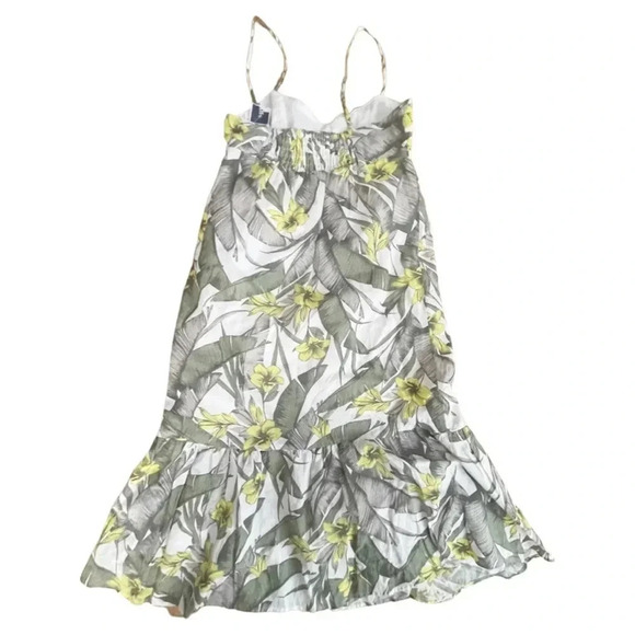 NWT Banana Republic Palm Floral Linen-Blend Ruffle-Hem Dress Adjustable Straps - Picture 4 of 9